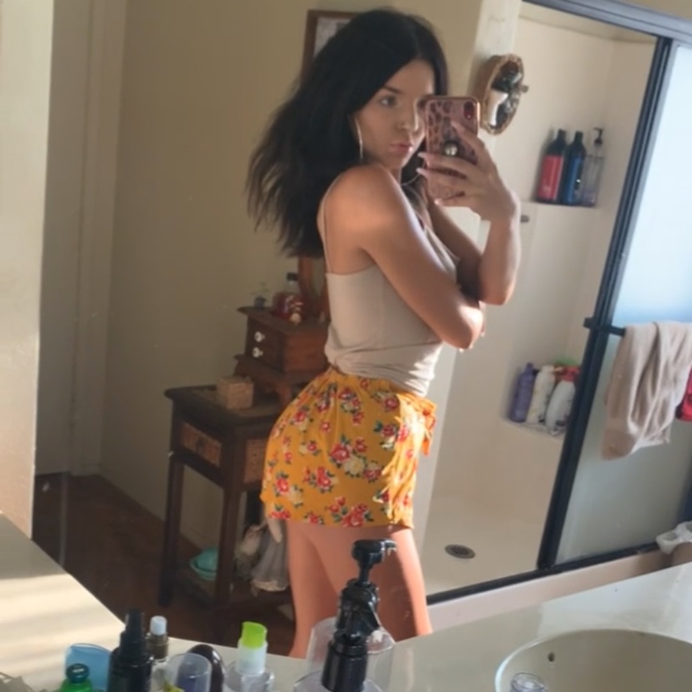 Yellow Floral Mini Shorts